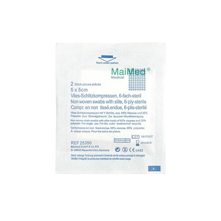 MaiMed Vlieskompressen – 50 × 50 mm, 50 Stück, steril, Textil