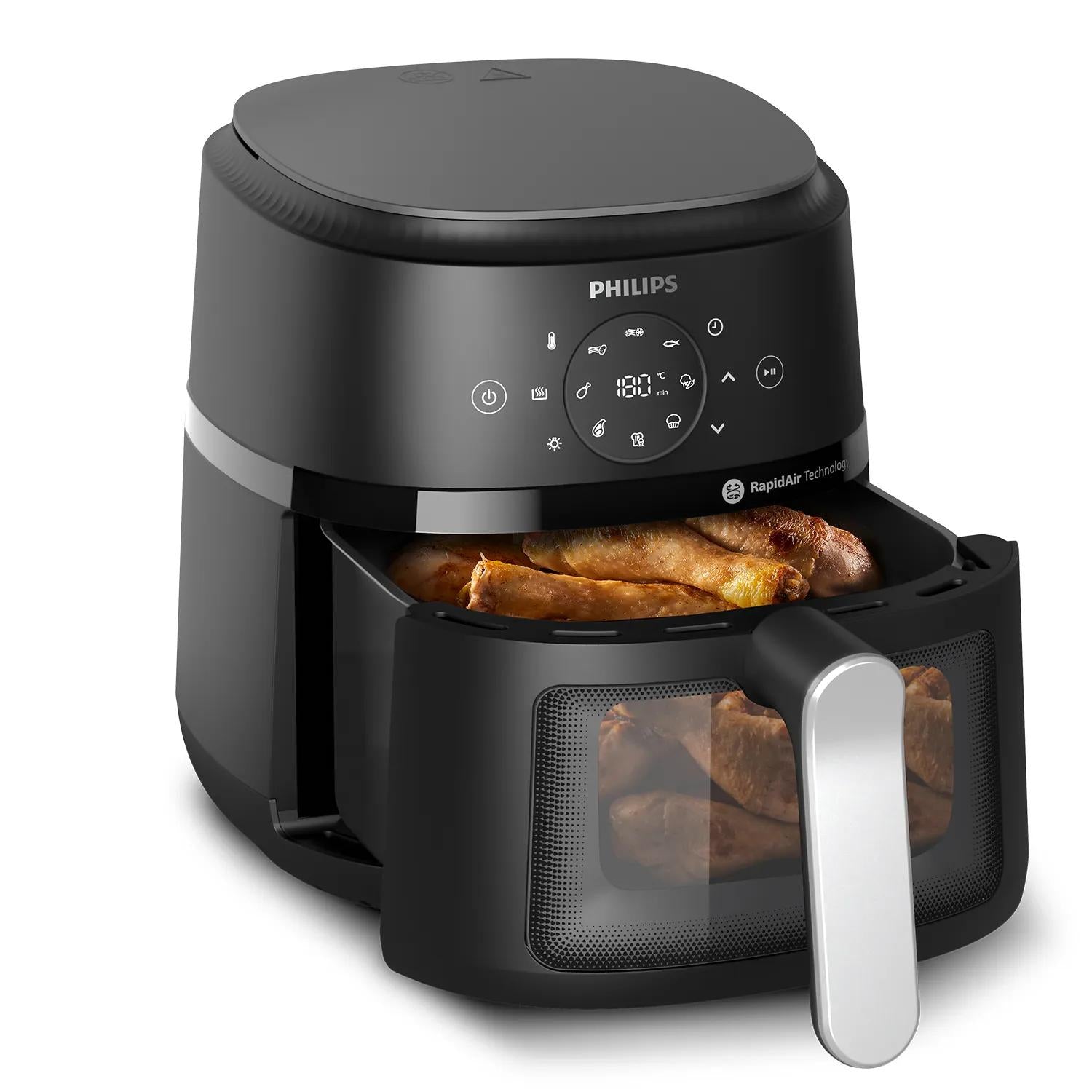 Philips Heissluftfritteuse NA221/00 – 4,2 l, 1500 W – Schwarz/Silber
