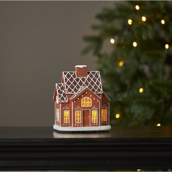 Star Trading Gingerville Dekorationsfigur – 8 × 32 × 8 cm – braun, batteriebetrieben, LED, warmweiss