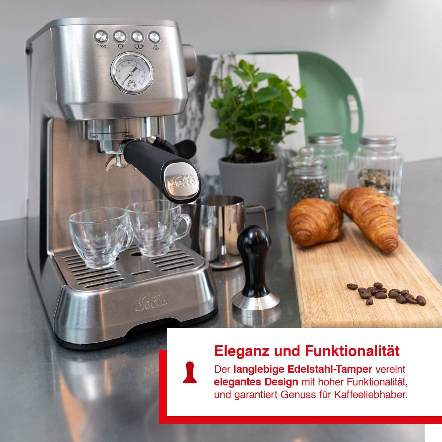 Solis Stampfer S0242 – Ø 5,1 cm, für 51 mm Siebträger, Aluminium, Schwarz