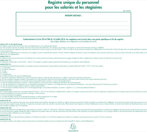 Exacompta Register 'Einzigartiges Personalregister' – 270 × 320 mm – 52 Seiten, 110 g/m²