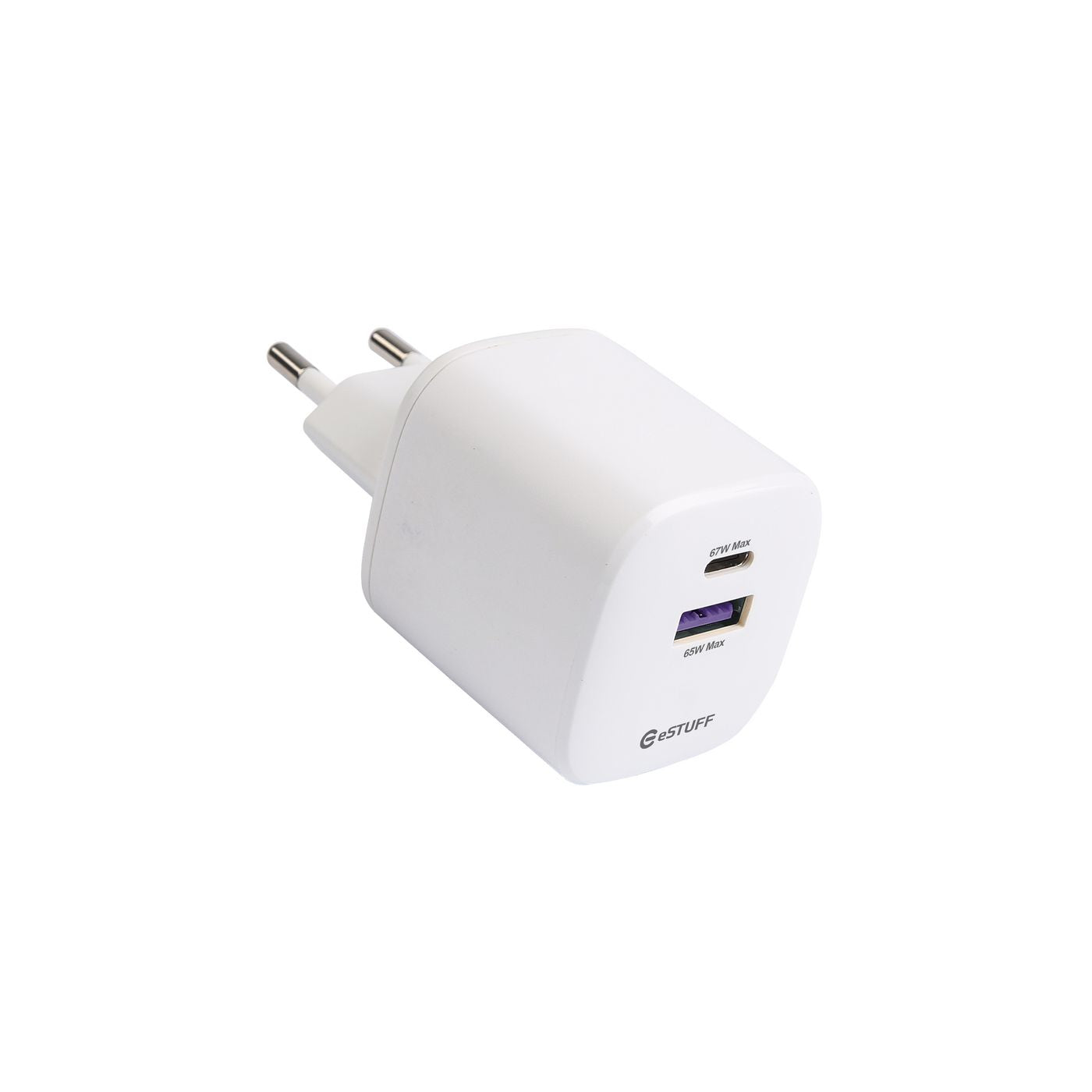eSTUFF Netzladegerät – 67 W, 1× USB-C, GaN, PD 3.0, Weiss