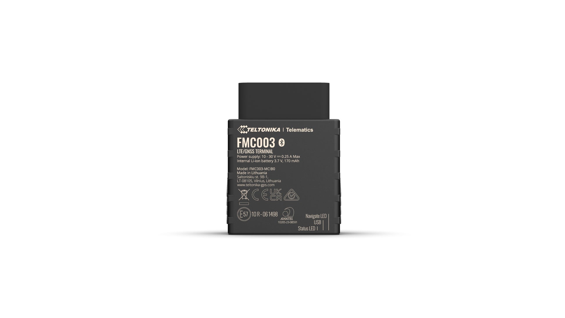 Teltonika FMC003 – GPS-Tracker, 4G LTE Cat 1, Single-SIM, 170 mAh Akku, IP41, Schwarz