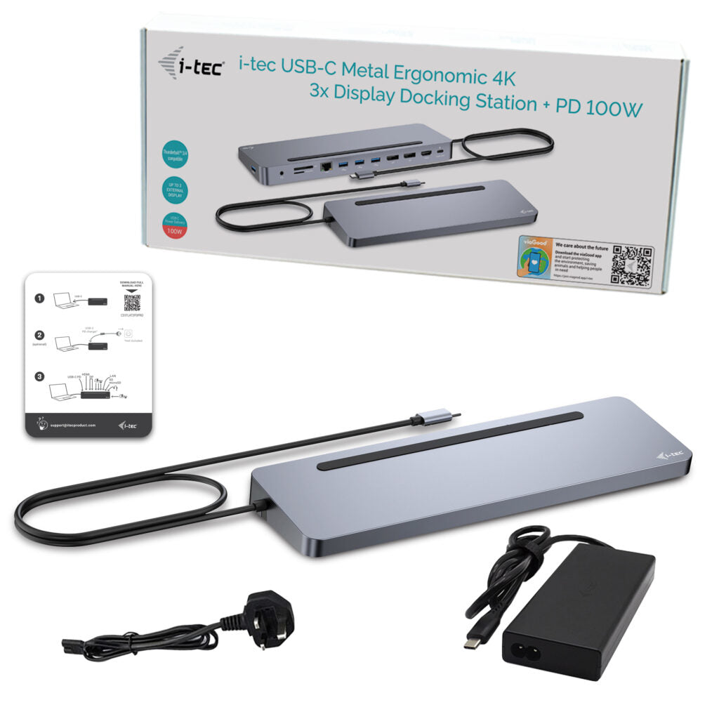 i-tec Dockingstation – USB-C, 2× DP, HDMI, 4× USB-A, 100 W PD, GbE, für Windows/Mac/ChromeOS