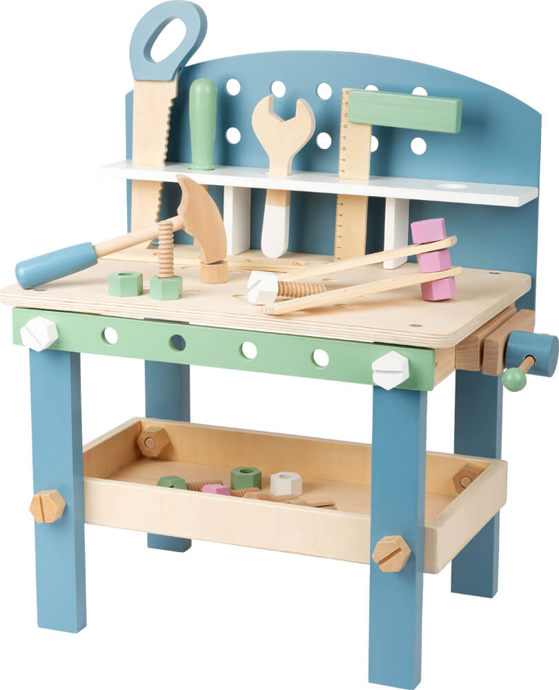Small foot Kompakte Werkbank Nordic – 45 × 52 × 28 cm – ab 3 Jahren – Holz – Mehrfarbig