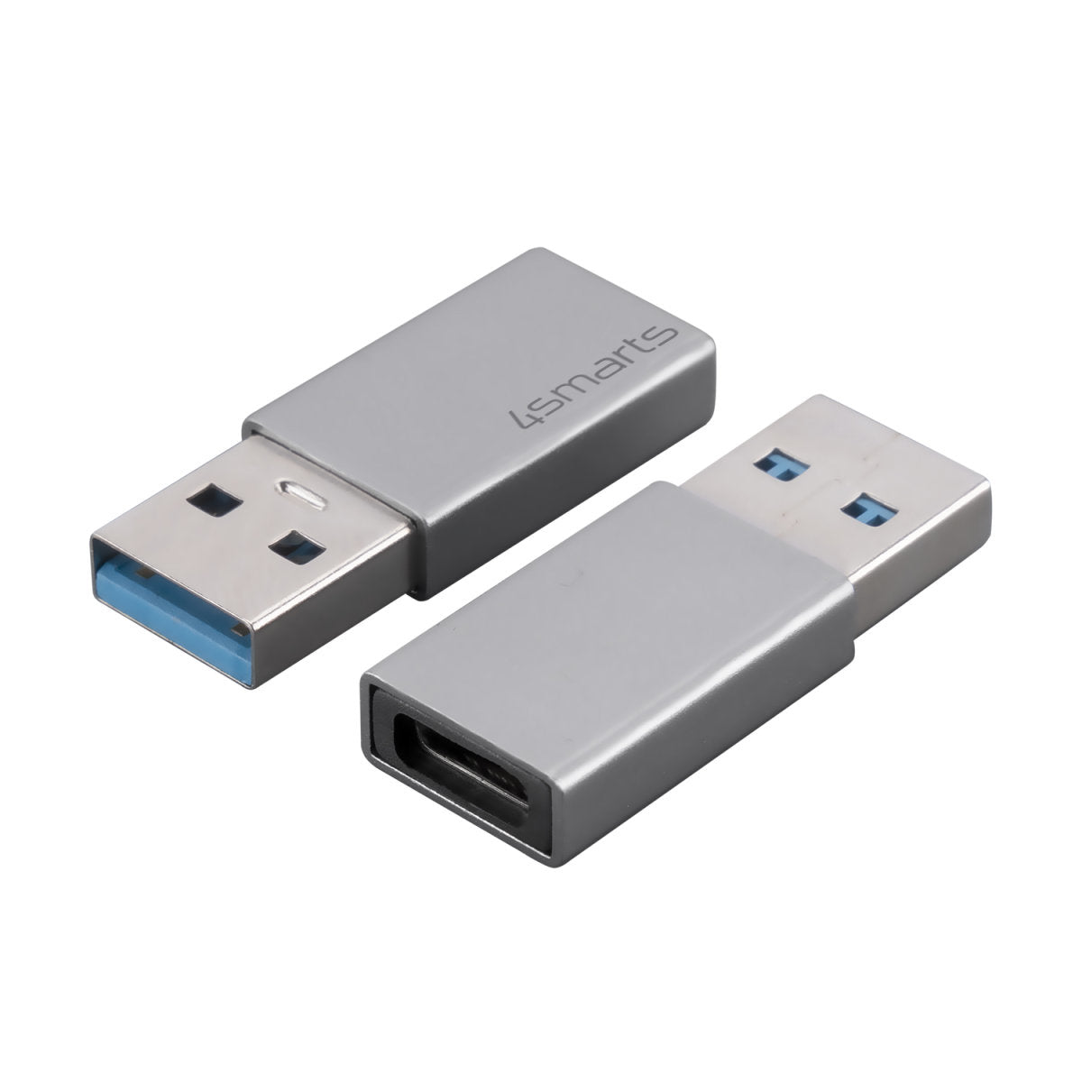 4smarts 540275 Adapter USB-A zu USB-C – USB 3,2 Gen 1 (5 Gbit/s), 2 Stück, Grau, für Windows, macOS, Android