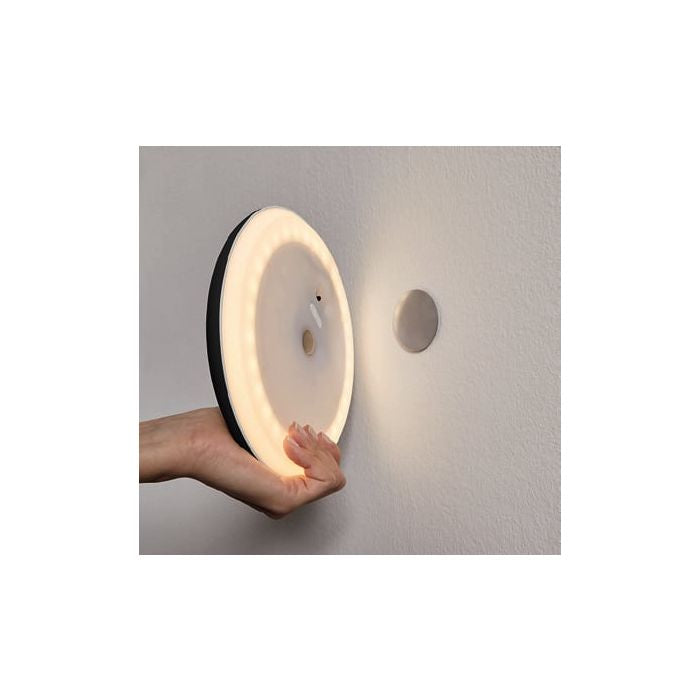 EGLO Porciano Wandleuchte – Ø 20 × 4 cm, 100 lm, 2 W, Farbtemperatur einstellbar, dimmbar, Akku, Magnet, schwarz