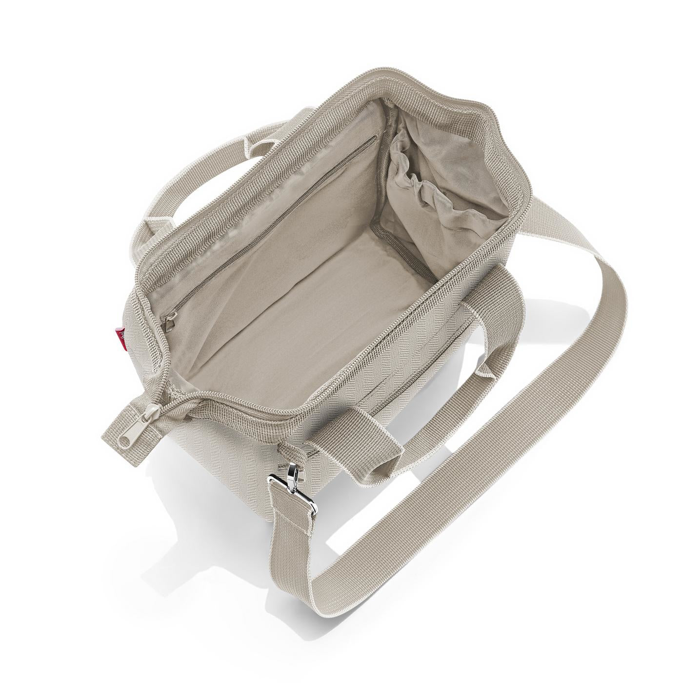 Reisenthel Umhängetasche Allrounder Cross – 4 l, Polyester, Herringbone Sand, 22 × 24 × 13 cm