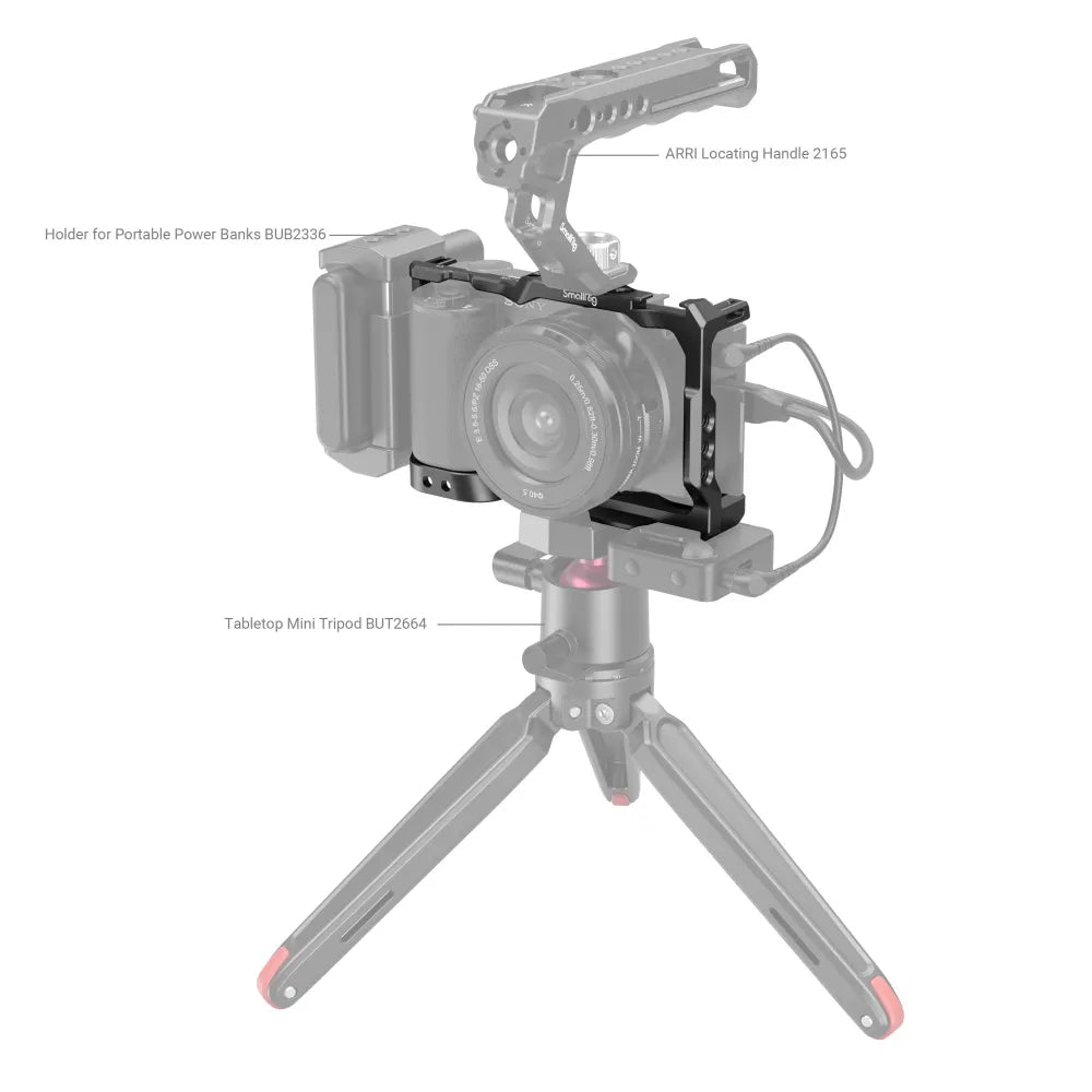 SmallRig 3531B Cage – Aluminium/Edelstahl, 128,9 × 46,7 × 82,2 mm, 1/4"-Gewinde – für Sony ZV-E10 – Schwarz