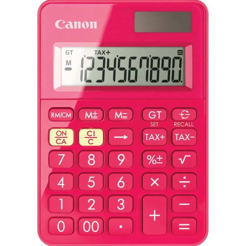 Canon Tischrechner LS-100KB – 10-stellig, LCD, Solar + Batterie, pink, 83×119×22 mm