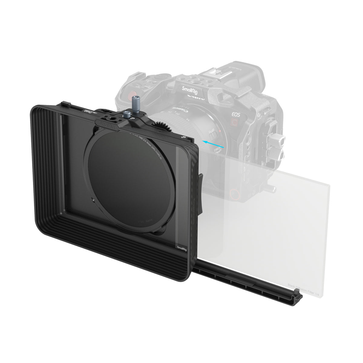 SmallRig 4411 Matte-Box – Aluminium, 171 × 49 × 153 mm, 379 g – mit verstellbarer Klemme, VND-Kit – Schwarz