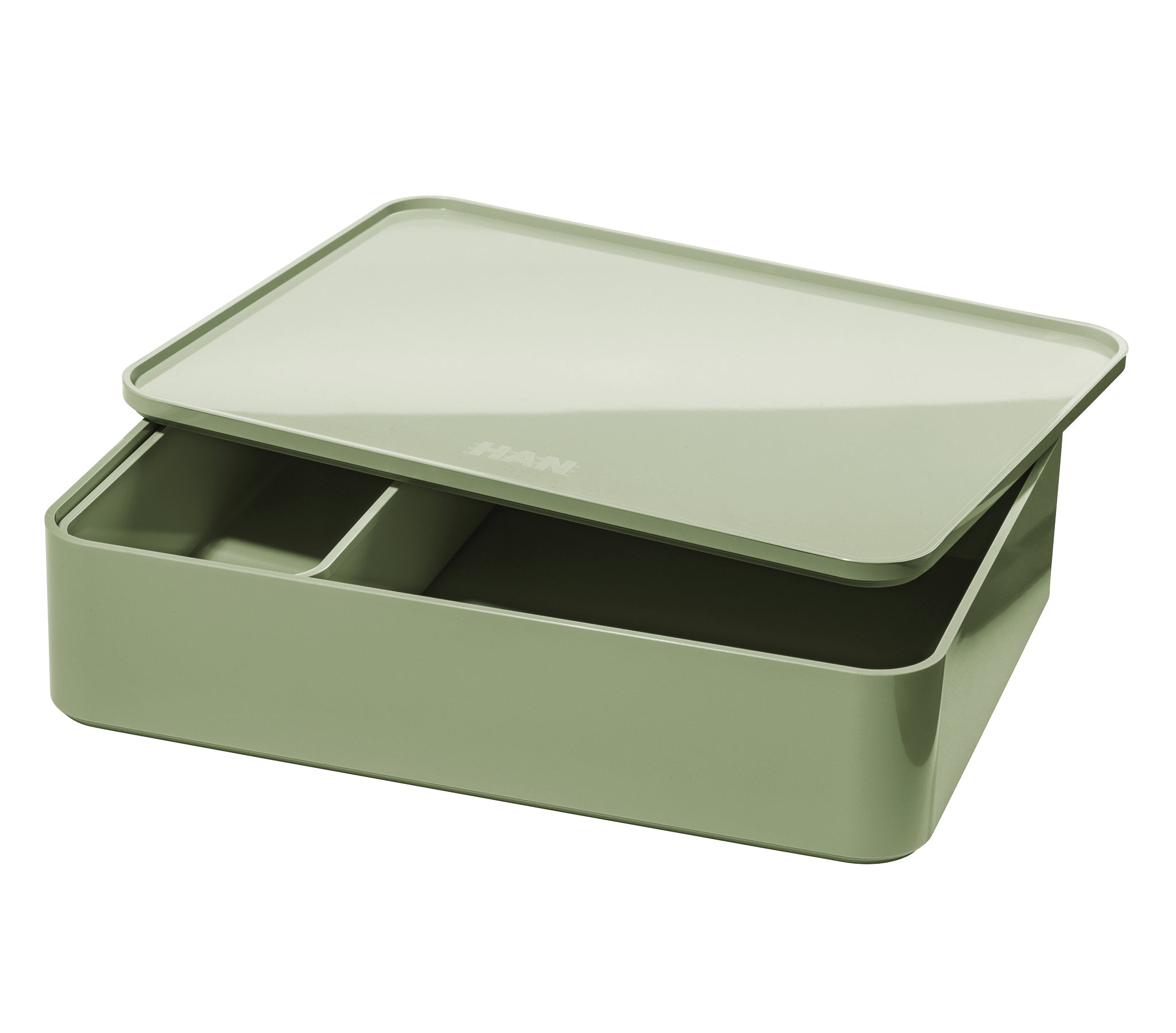 HAN Schubladenelement – 1 Schublade, mit Deckel, hellgrün, ABS, B 260 × H 68 × T 195 mm
