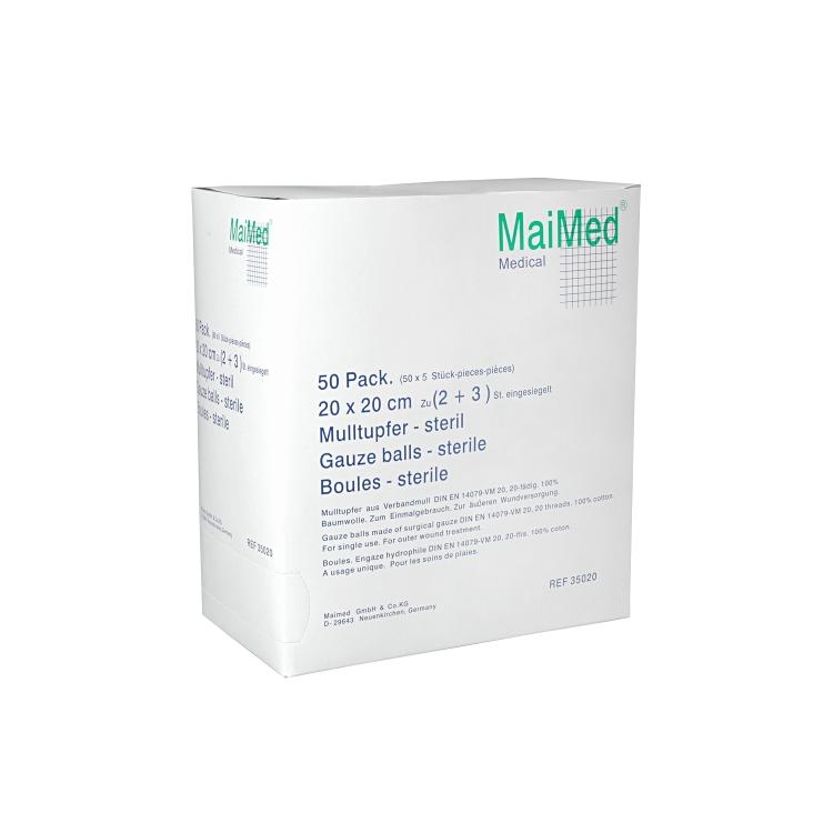 MaiMed Sterile Mullkompressen – 200 × 200 mm, 50 Stück, DIN 61630-VM