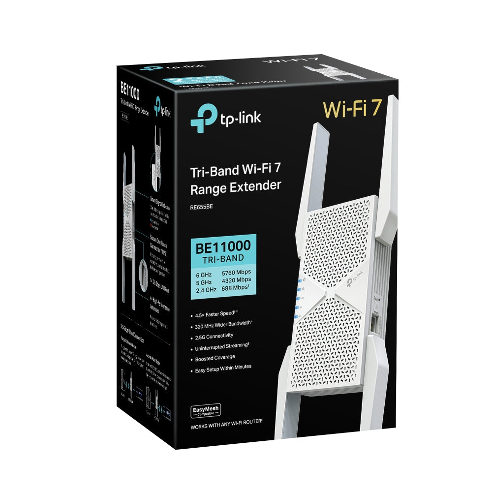 TP-Link BE9300 Access Point – Wi-Fi 7, Tri-Band (2,4/5/6 GHz), bis 10,8 Gbit/s, 1× 2,5GbE, Weiss