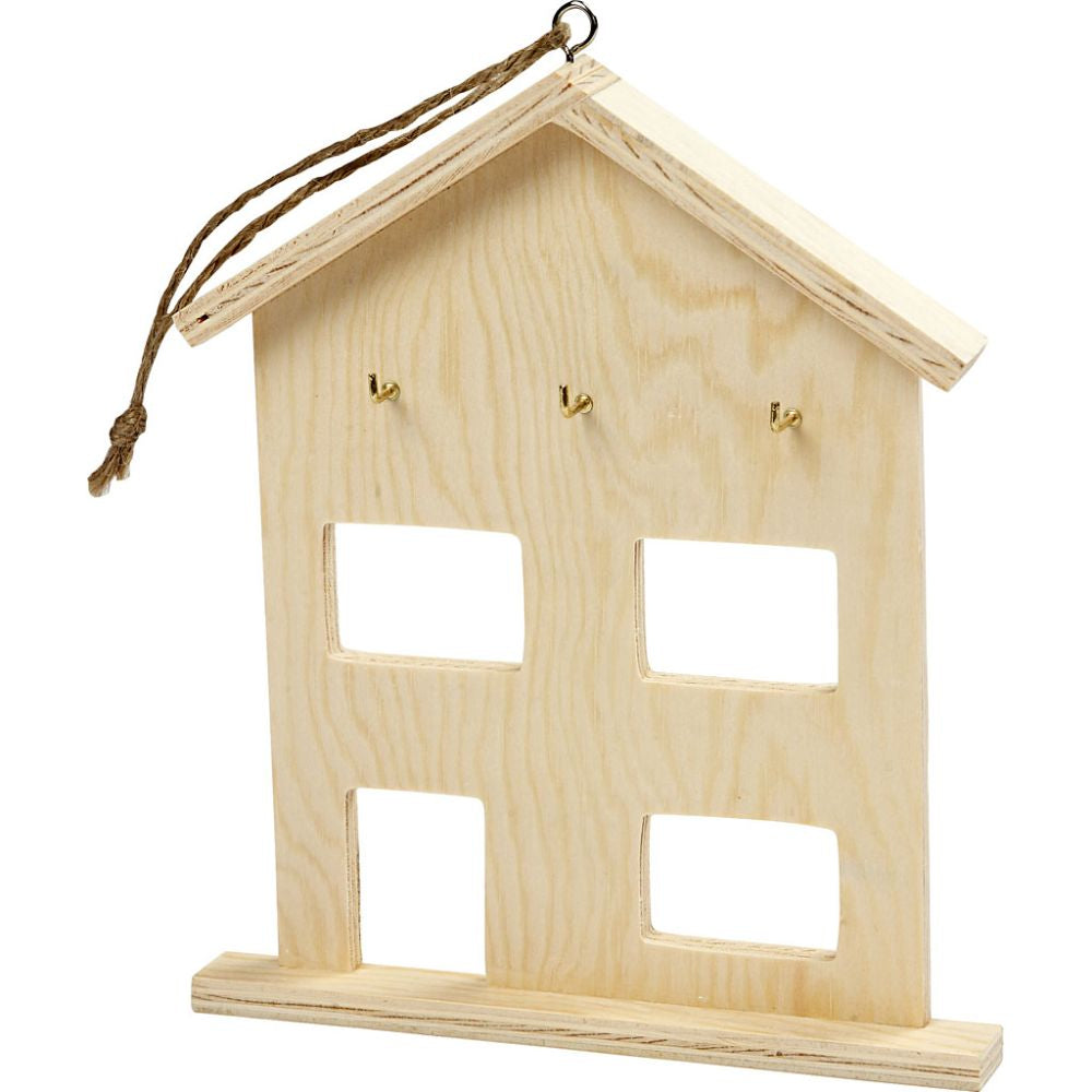 Creativ Company 57532 – Schlüsselleiste, 3 Haken, Sperrholz, Natur, 170 × 20 × 200 mm