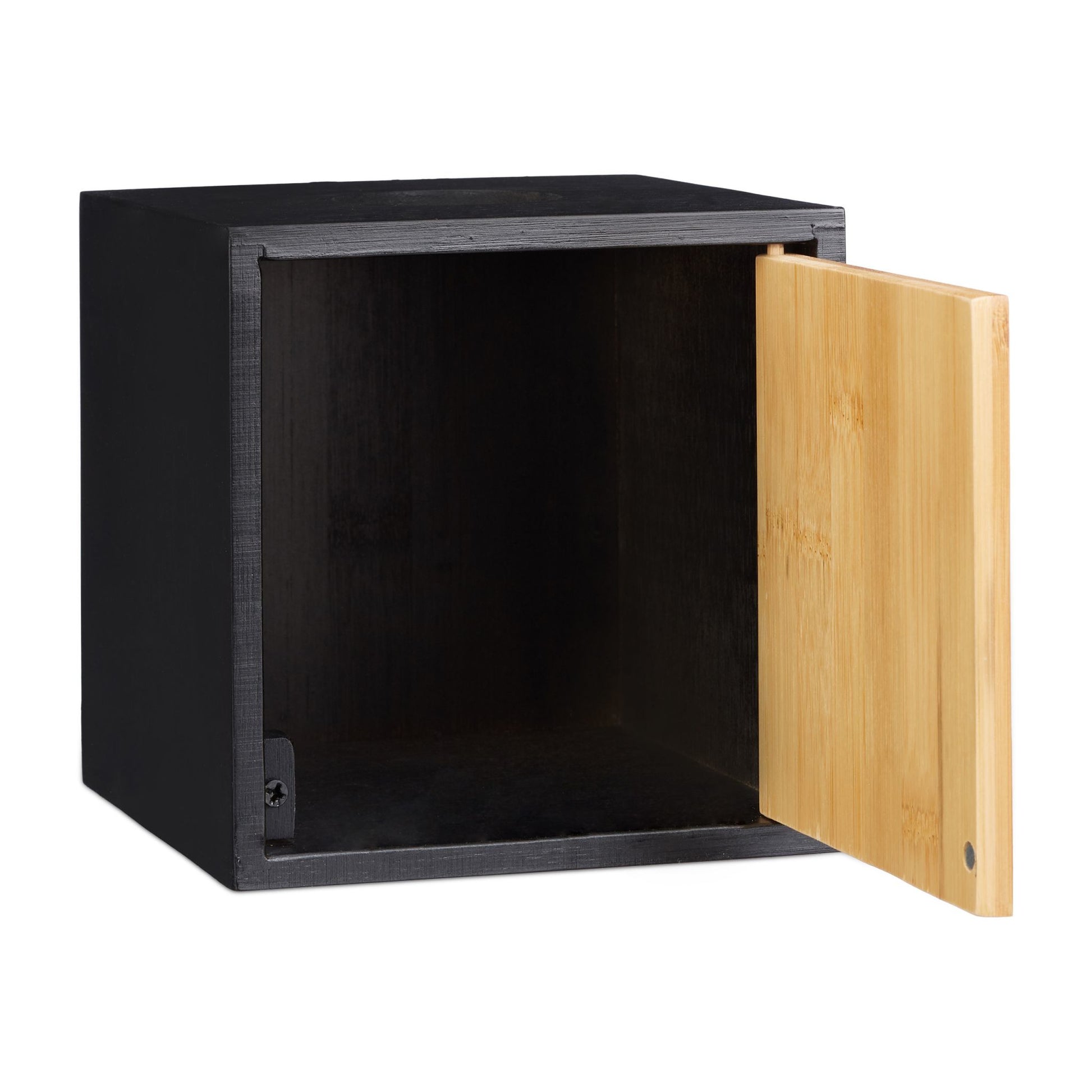 Relaxdays Kosmetiktuchbox – Tisch, Bambus, 14,5×14,5×14,5 cm, Schwarz