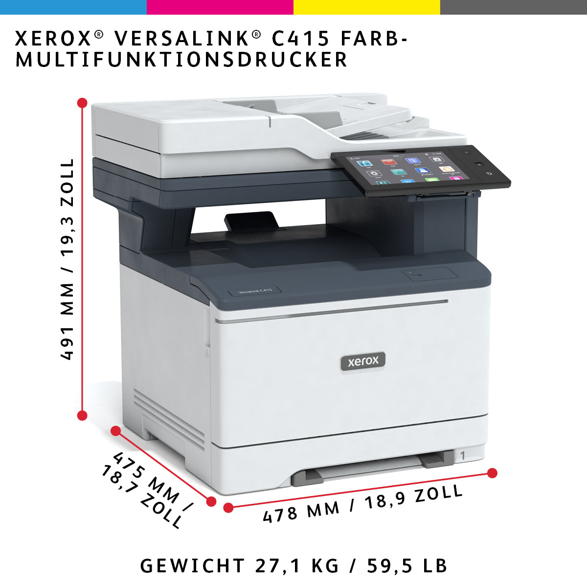 Xerox VersaLink C415 – Farblaser-Multifunktionsdrucker, A4, 4-in-1, Duplex, ADF, LAN, AirPrint, Mopria