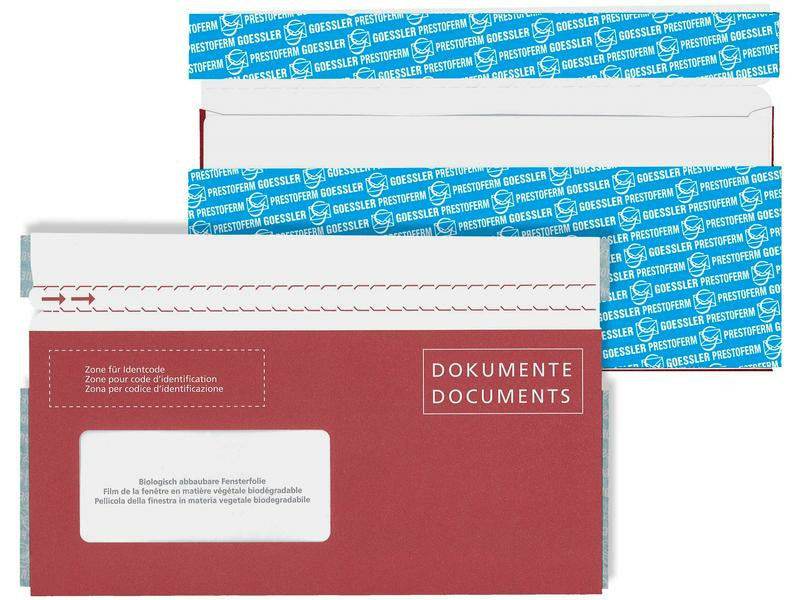 Goessler Couvert C6/5 (114 × 229 mm), mit Fenster, selbstklebend, rot, 100 g/m² – 250 Stk.