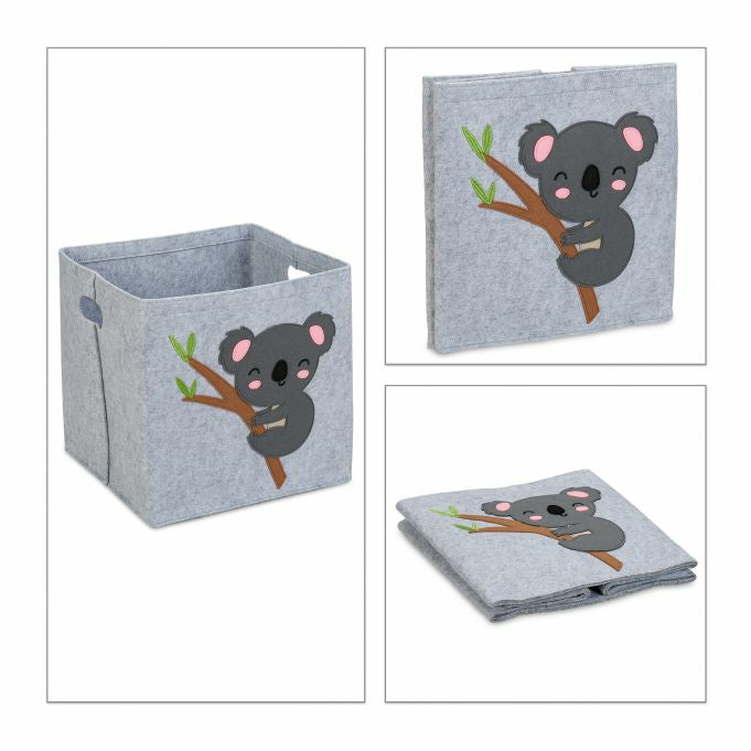 Relaxdays Aufbewahrungskorb – Filz – Grau/Rosa/Anthrazit – Ø 340 × 330 mm