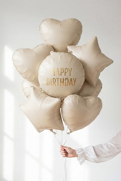 PartyDeco Folienballon Geburtstag – mehrfarbig – Ø 45 cm – Folie – 1 Stk