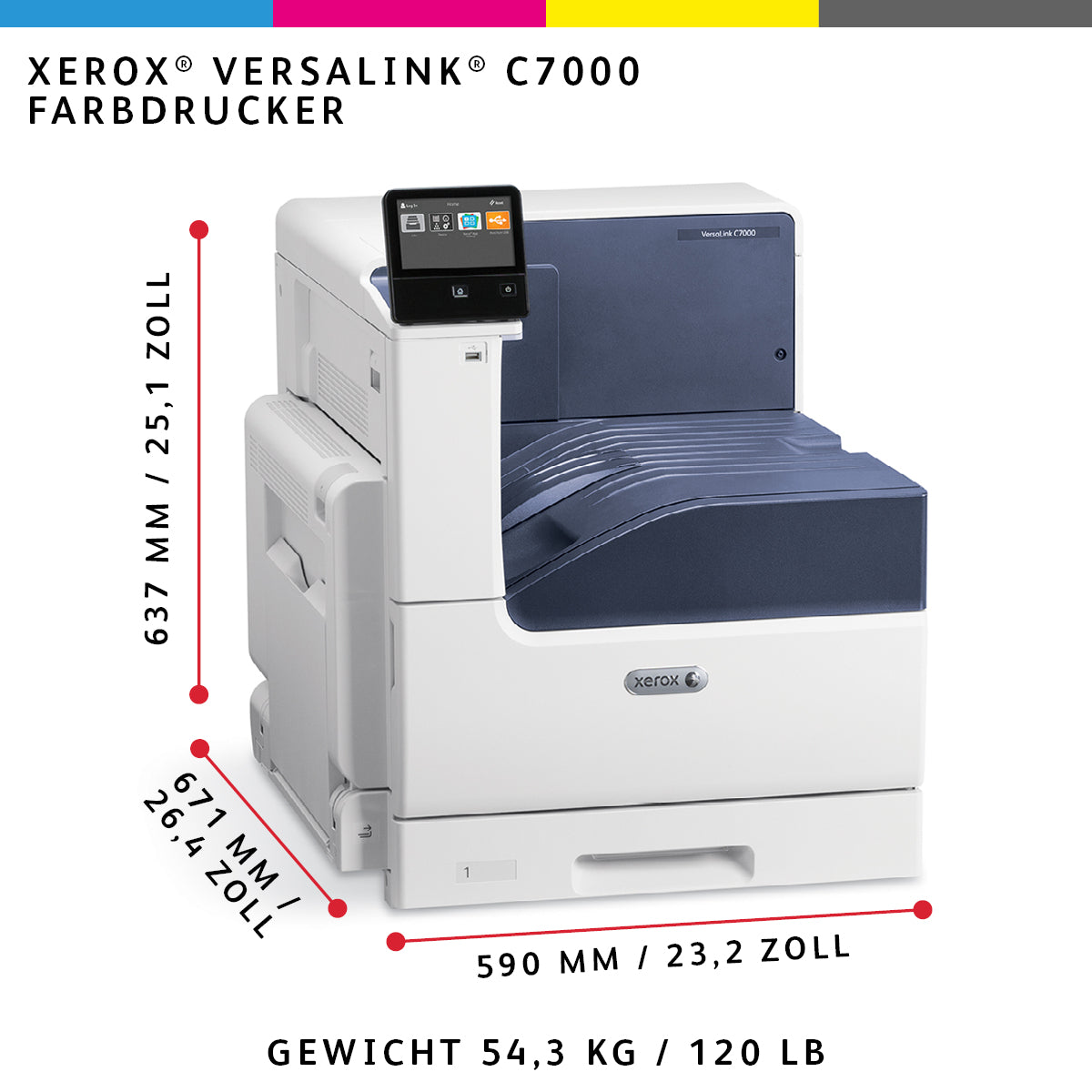 Xerox VersaLink C7000V_DN – Farbe, A3, Duplex, LAN, USB, 35 ppm, AirPrint, Mopria