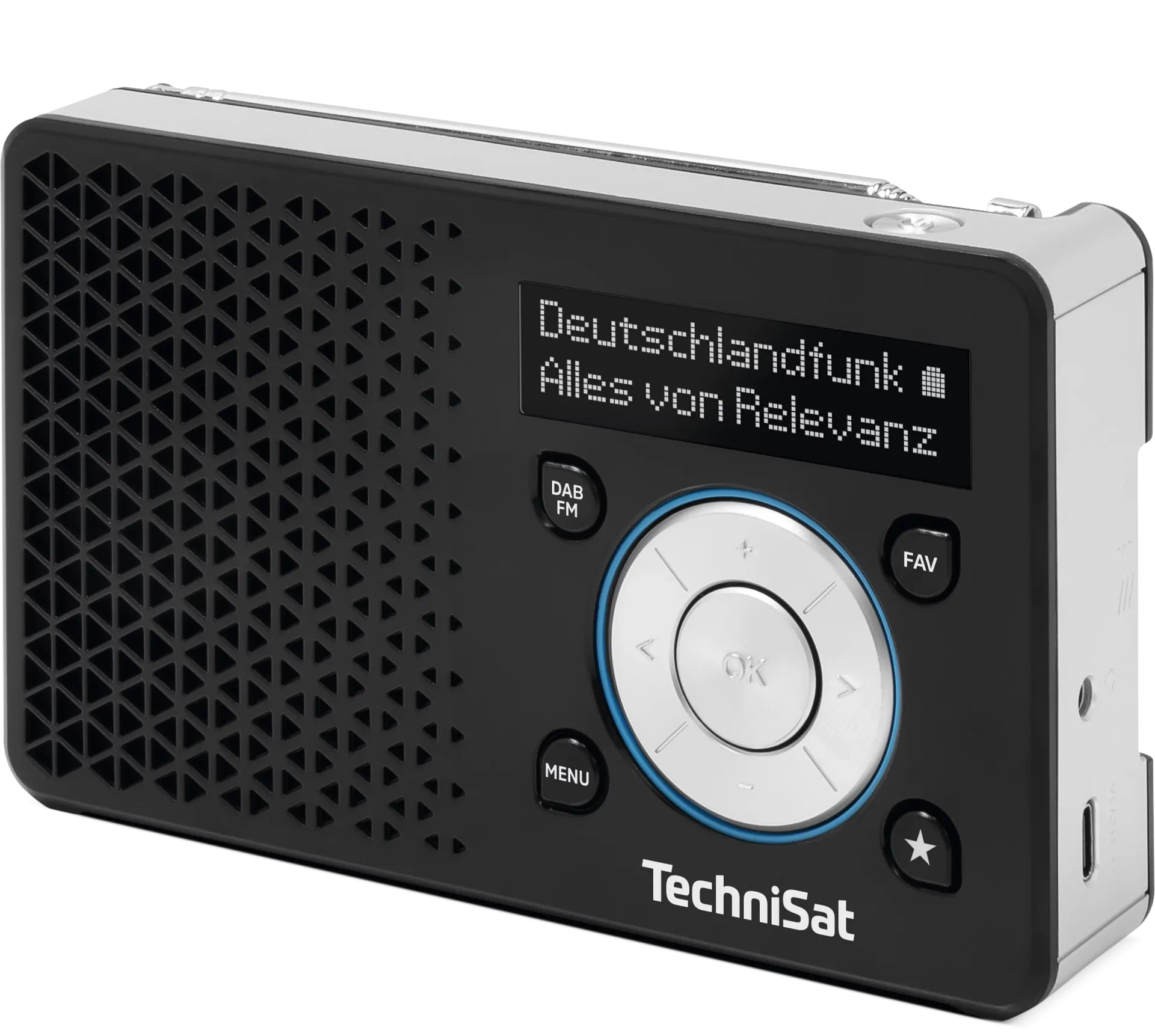 TechniSat DigitRadio 1 A – Tragbares DAB+ Radio, UKW, 10 h Akku – Schwarz/Silber