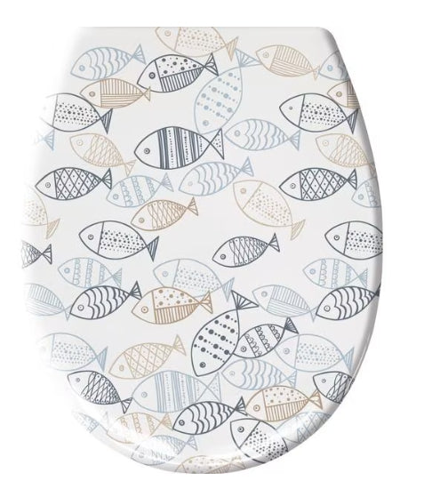 Kleine Wolke WC-Sitz Sardinas – Duroplast, Absenkautomatik, mit Deckel, Mehrfarbig, 37 × 45 cm