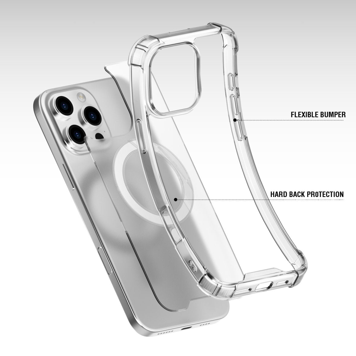 4smarts Hybrid Case Ibiza Backcover – für Apple iPhone 16 Pro, PC+TPU, Transparent, bis 1,2 m sturzsicher