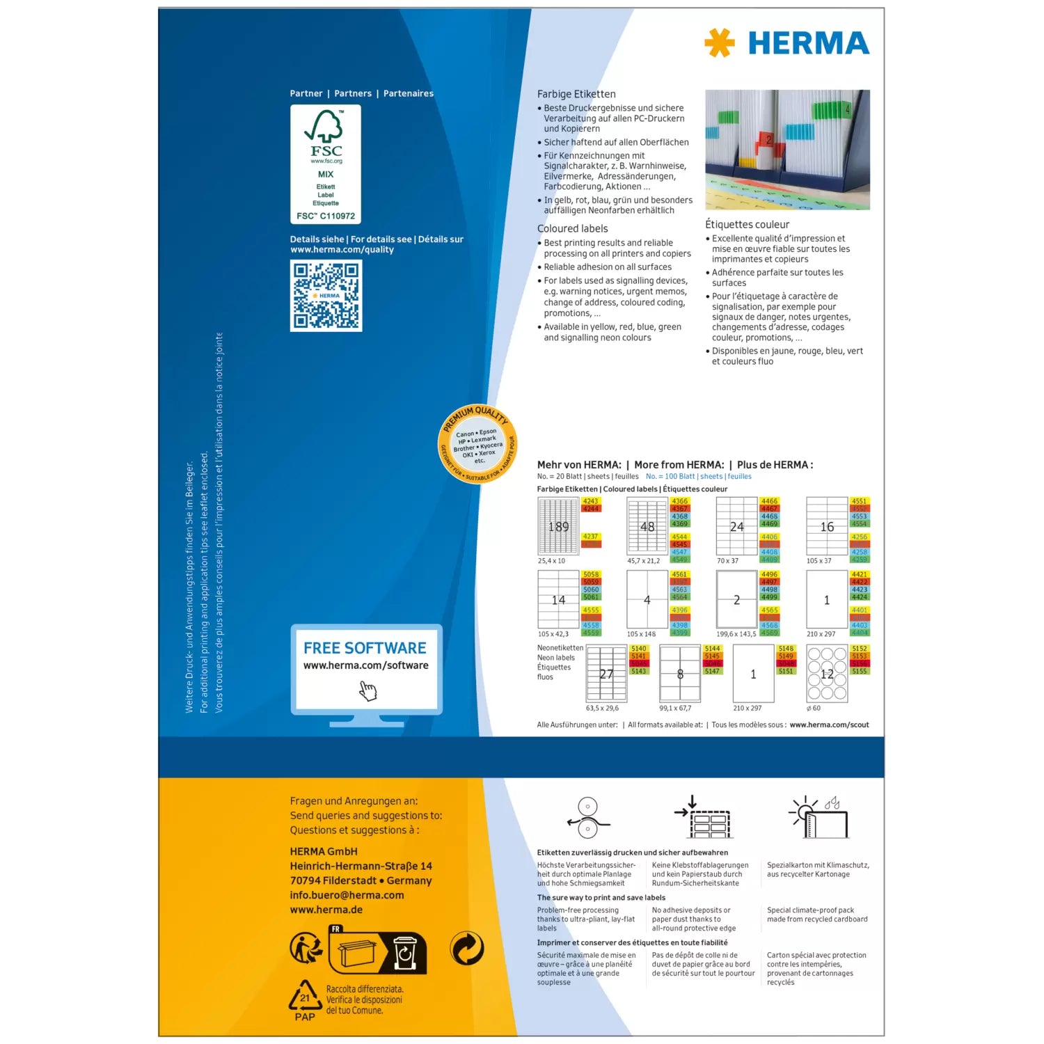 HERMA 4559 – Etiketten A4 105 × 42,3 mm – Papier, matt, grün – permanent haftend – Laser/Inkjet – 14 pro Blatt, 10