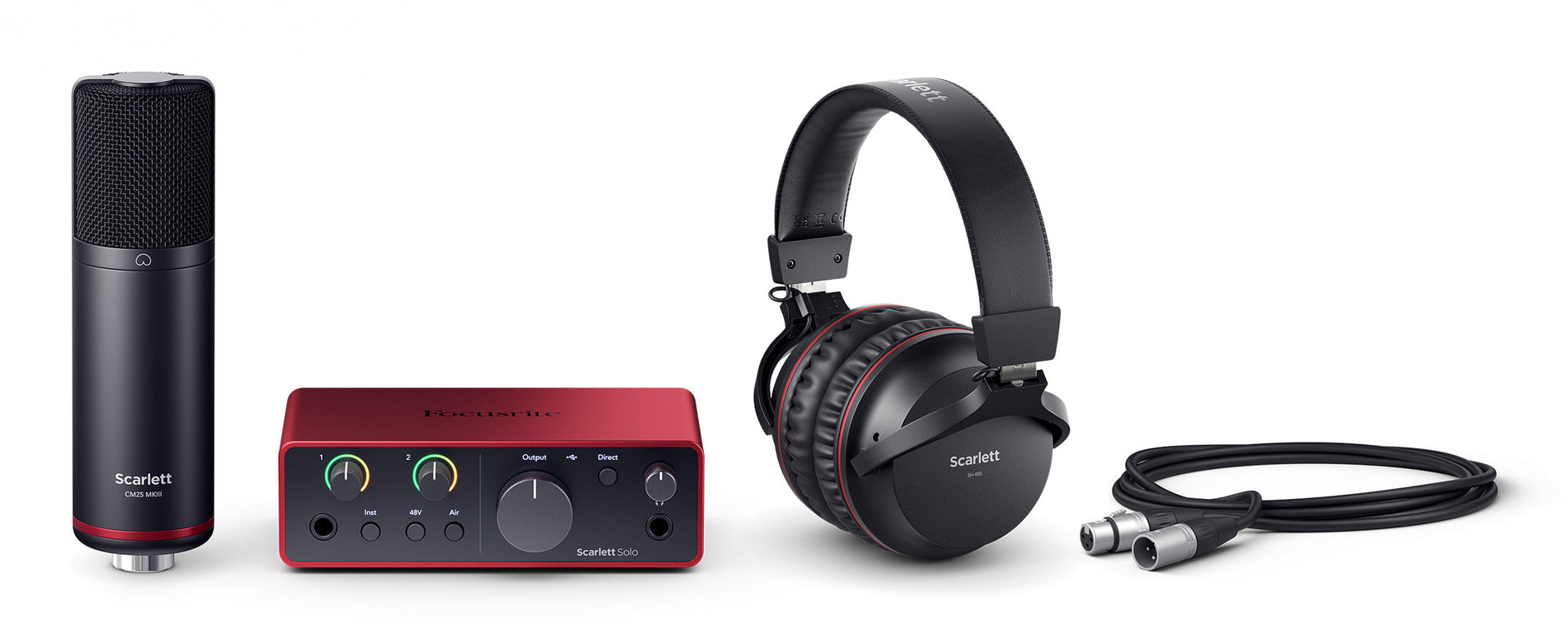 Focusrite Scarlett Solo Studio 4. Generation Streaming-/Mikrofon-Kit – USB, 24 Bit/192 kHz, für Windows/Mac, Schwarz