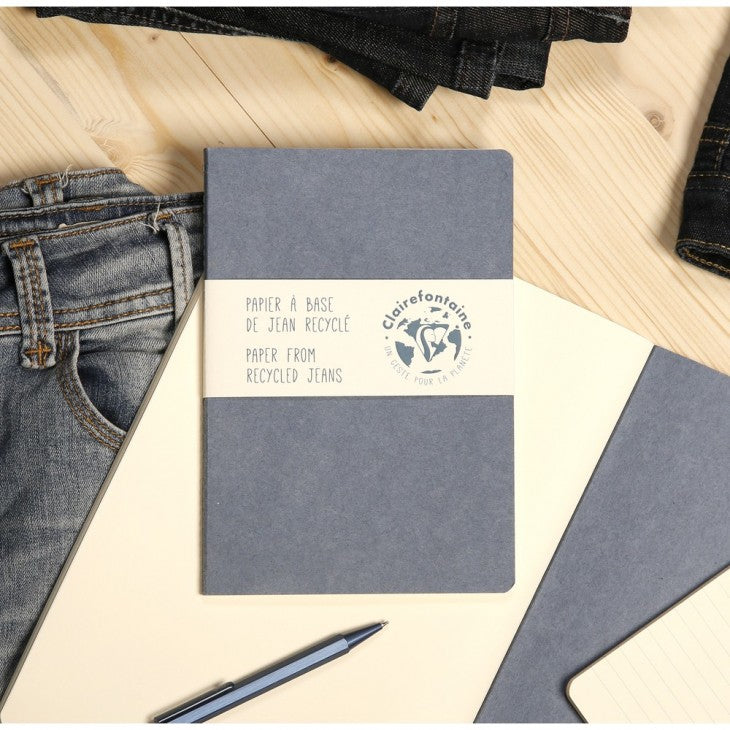 Clairefontaine Notizheft, A6, liniert, Fadenheftung, 96 Seiten, 90 g/m² – Jeans