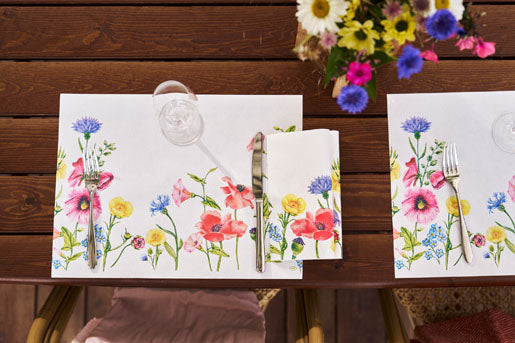 Duni Tischset Flowy Meadow – Papier, Mehrfarbig, 40 × 30 cm – 250 Stk.
