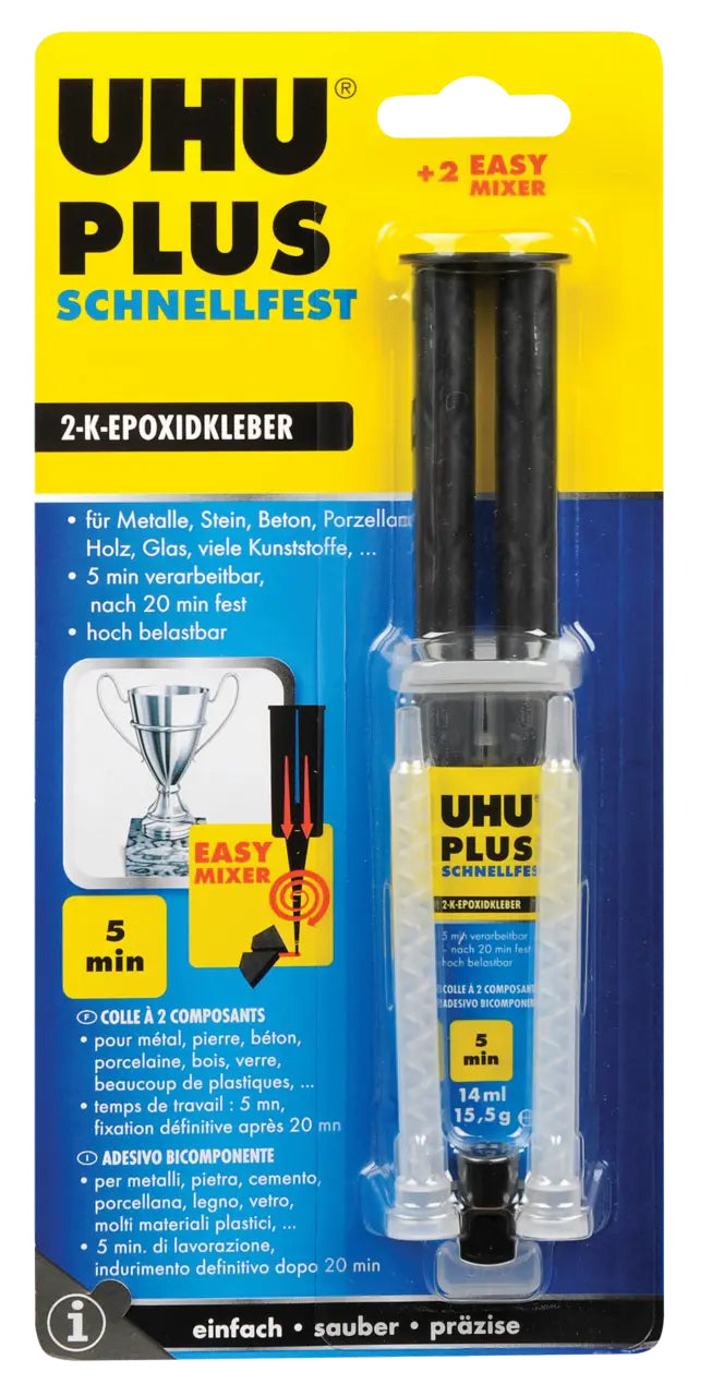 UHU Plus Zweikomponenten-Klebstoff – 14 ml, für Metall, Glas, Porzellan …