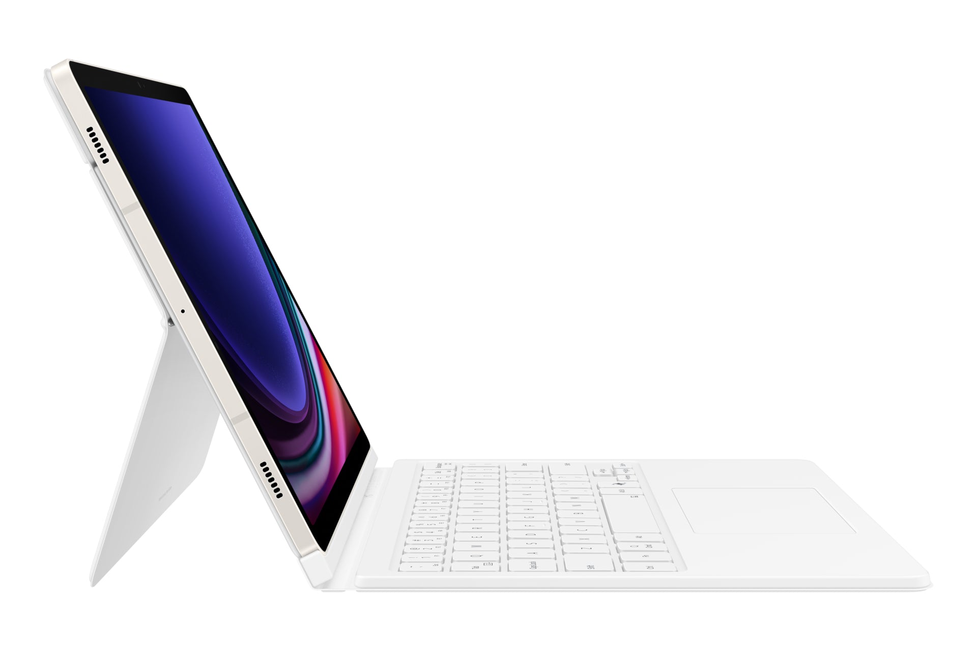 Samsung Book Cover Keyboard EF-DX725 – Galaxy Tab S9, S9 FE, QWERTZ, Touchpad, Weiss