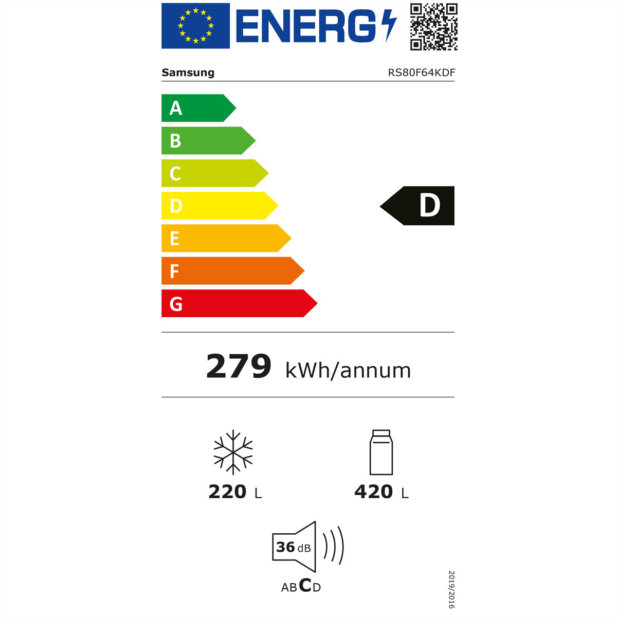 Samsung Food-Center RS5000 FC – 640 l, 230 V, Energieeffizienzklasse D, 36 dB