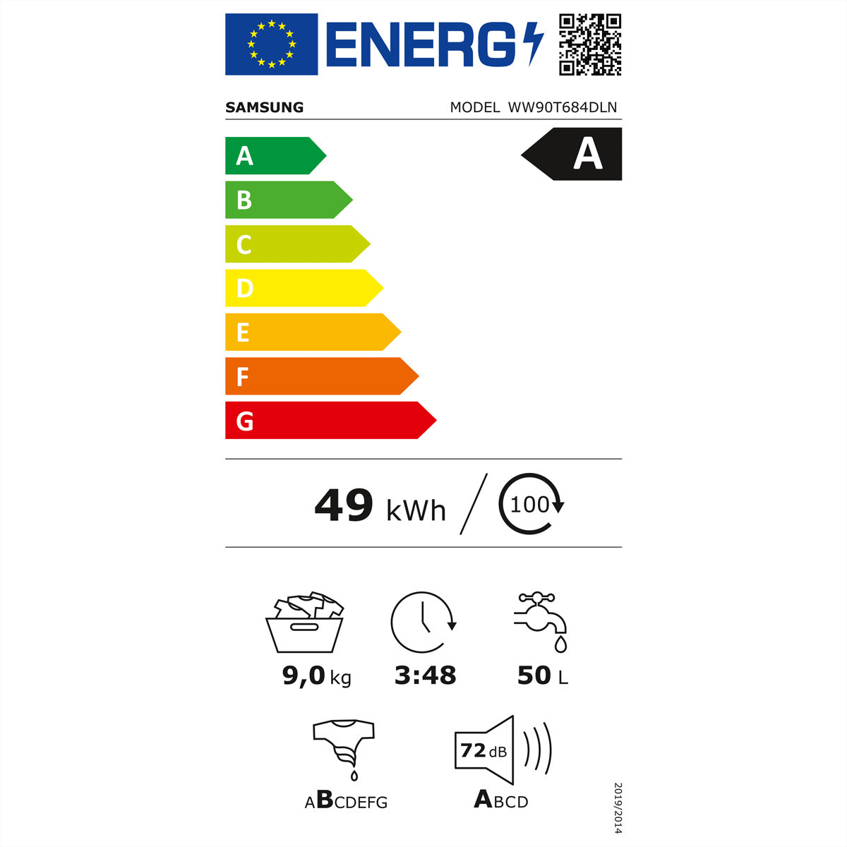 Samsung Waschmaschine WW5000C – 9 kg, 1400 U/min, Energieklasse A – weiss