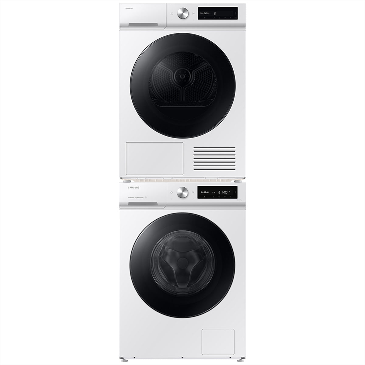 Samsung Waschturm WW90DB7U34GWU5_DV90DB7845GWU5_SKK-SSW – 9/9 kg, Wärmepumpe & AI Ecobubble – Weiss