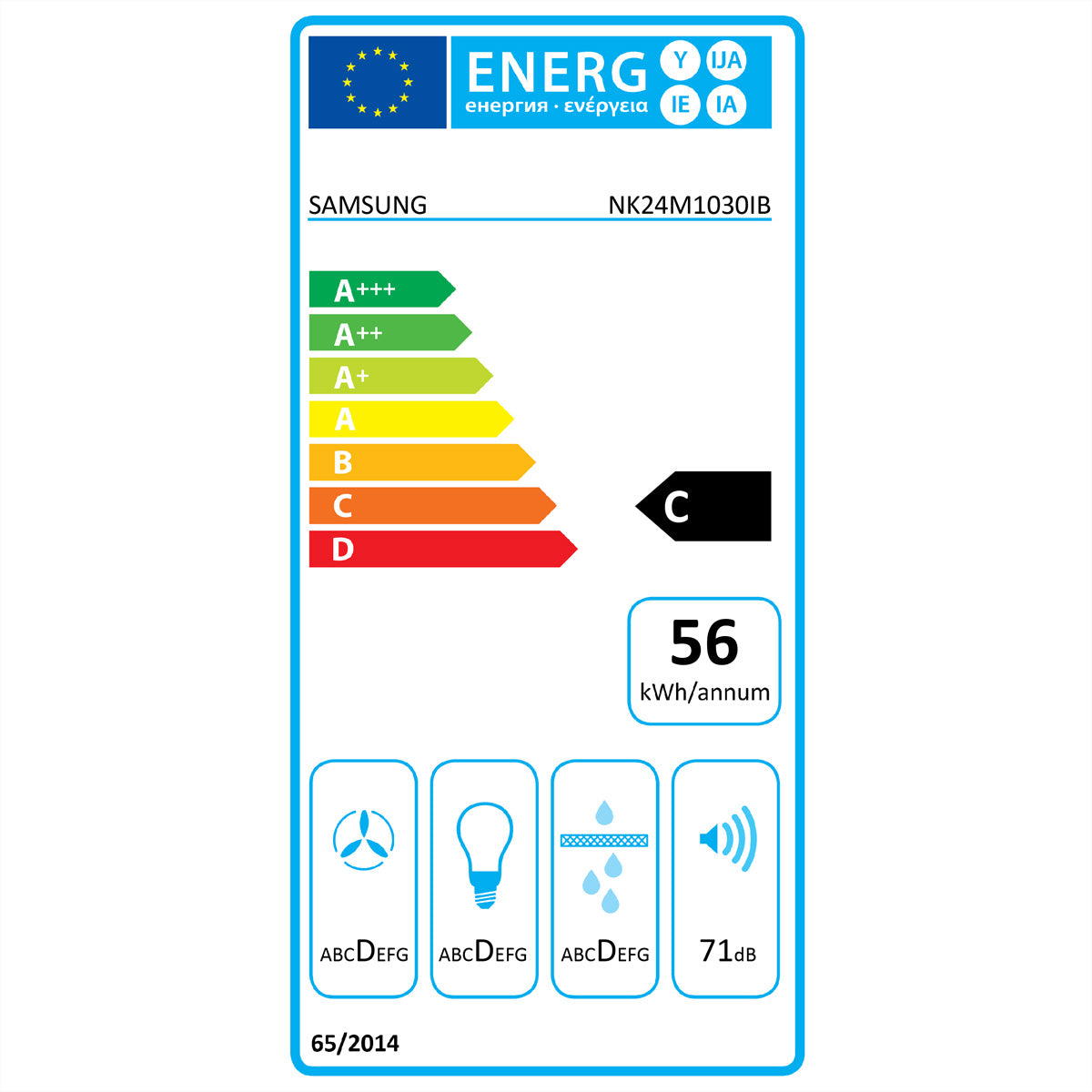 Samsung Dunstabzugshaube NK24M1030IB/UR – 60 cm, 392 m³/h, Energieeffizienzklasse C – schwarz/edelstahl