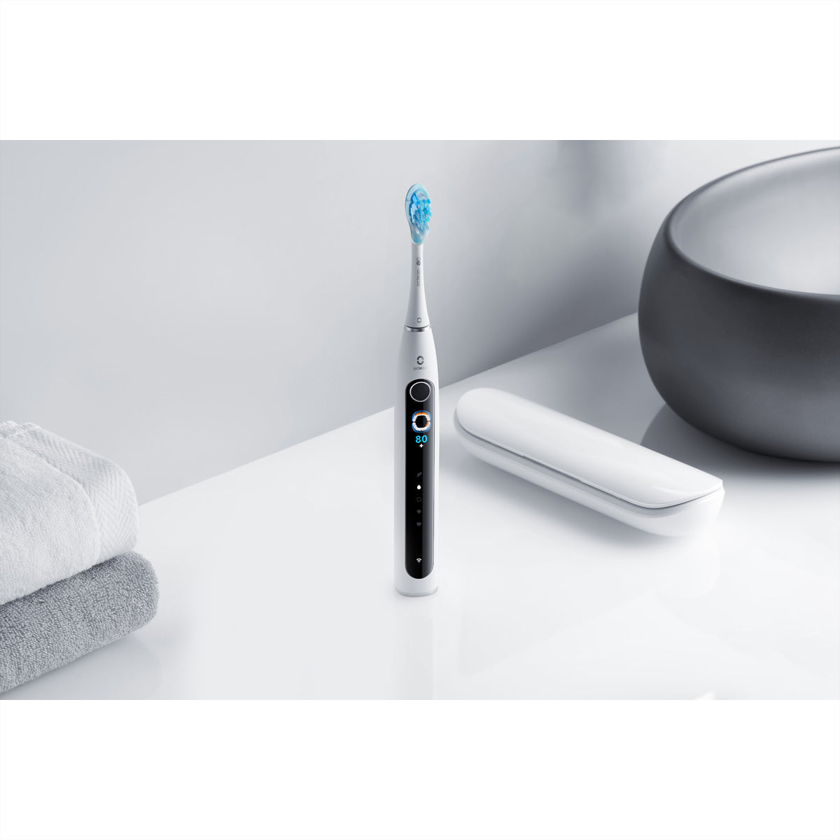 Oclean X Pro 20 – Elektrische Schallzahnbürste – 84'000 Bewegungen/min, 5 Modi – 2 Bürstenköpfe – Weiss