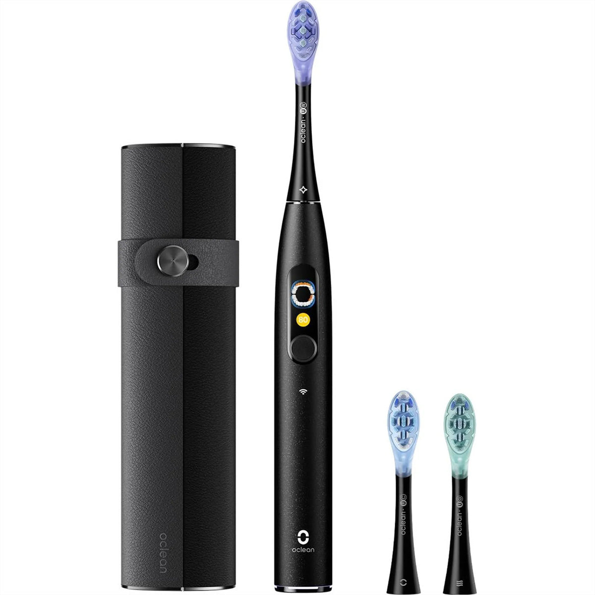 Oclean Schallzahnbürste V8100 – Smart-Touchscreen, 84’000 Bewegungen/min – 3 Bürstenköpfe, Reiseetui – Schwarz