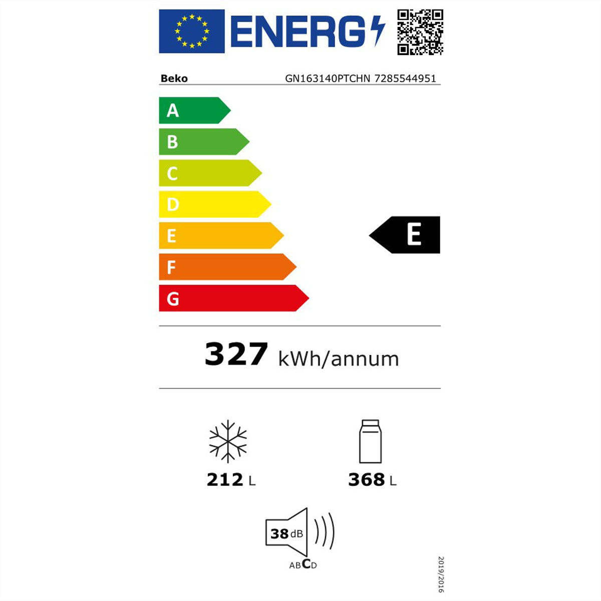 Beko Side-by-Side GN163140PTCHN – 558 l, 230 V, NoFrost, Energieeffizienzklasse E