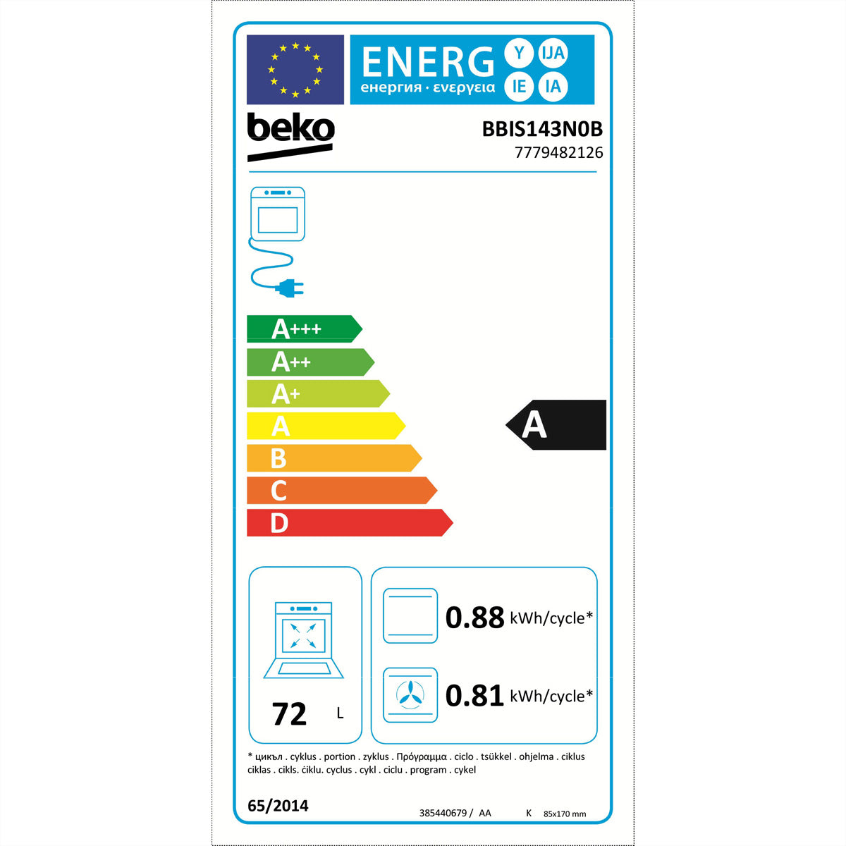 Beko Einbau-Ofen BBIS143N0B – 72 l, Grill & Heissluft, Selbstreinigend – silber