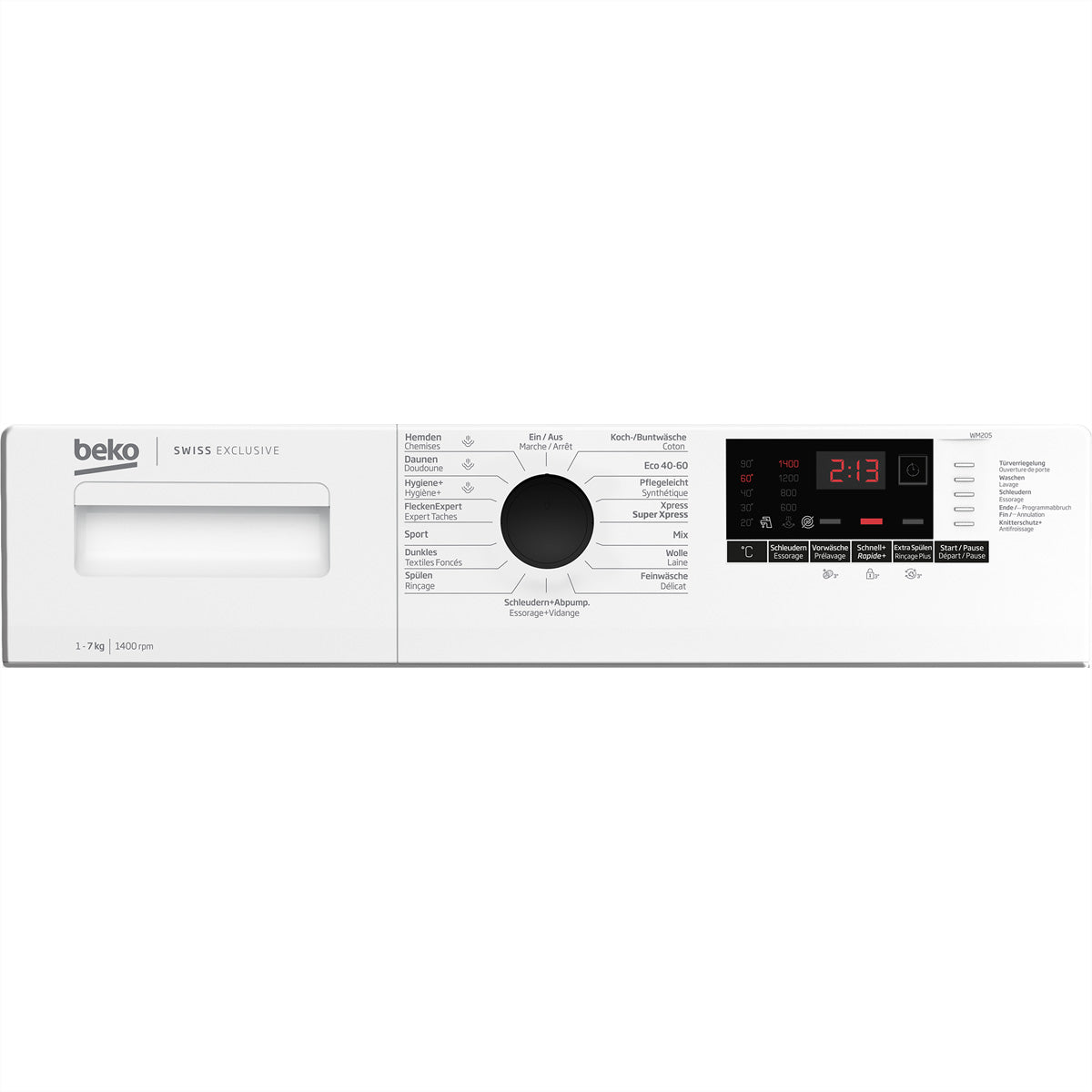 Beko Waschmaschine WM207 – 7 kg, 1351 U/min, Energieeffizienzklasse A – weiss
