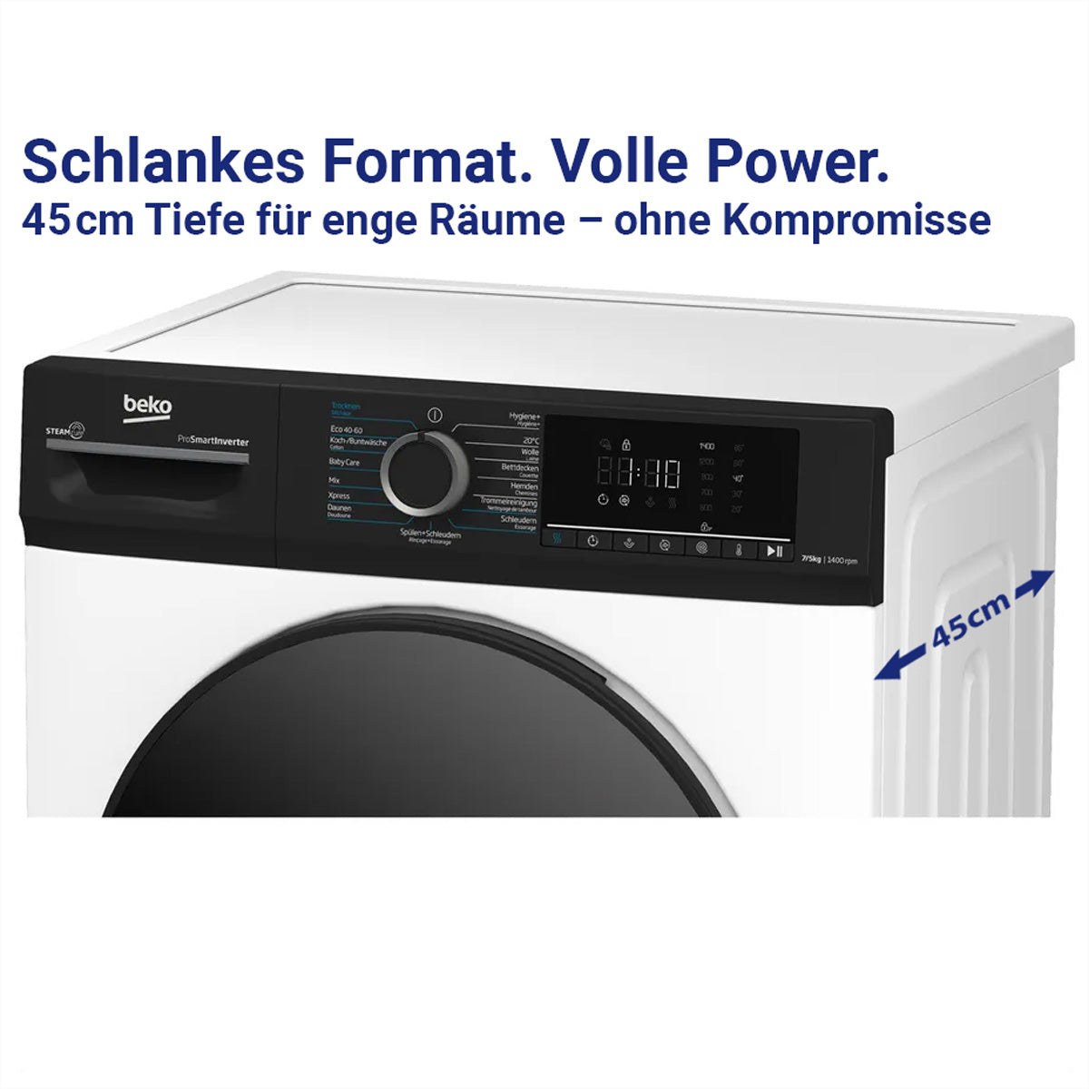 Beko Waschtrockner WTS210 – 7 kg Waschen, 5 kg Trocknen, 1'400 U/min – weiss