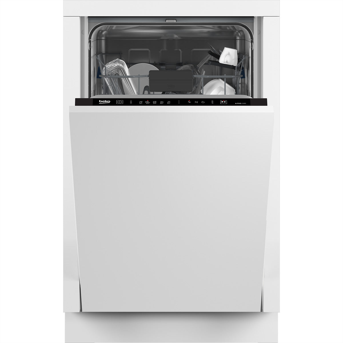 Beko Einbau-Geschirrspüler EGV4540 – 45 cm, 9 Massgedecke, 11,5 l/Spülgang, 46 dB(A), Energieklasse D – Weiss