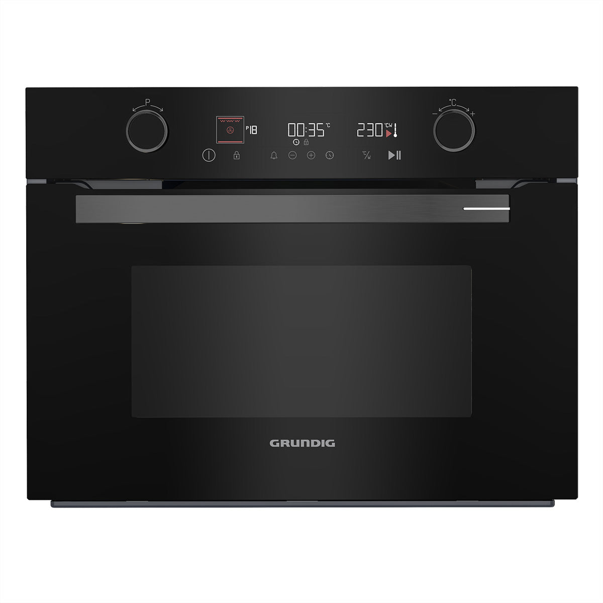 Grundig Einbau-Mikrowelle GEKW12300B – 48 l, Grill & Heissluft – Schwarz