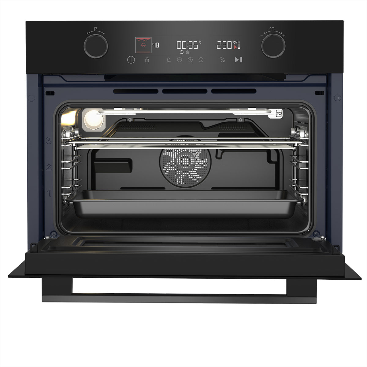 Grundig Einbau-Mikrowelle GEKW12300B – 48 l, Grill & Heissluft – Schwarz