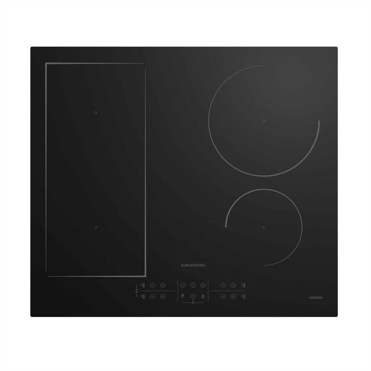 Grundig Zonen-Induktionskochfeld GIEI 623471 – 58 × 51 × 5,2 cm – für Einbau (Ausschnitt 56 × 49 cm)