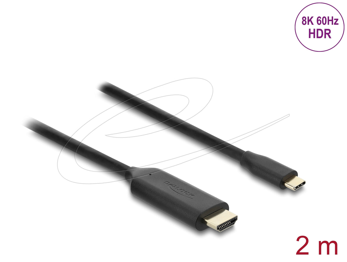 DeLOCK 80599 USB-C zu HDMI Kabel – 8K @ 144 Hz, 2 m, für USB-C (DP Alt Mode) / Thunderbolt 3