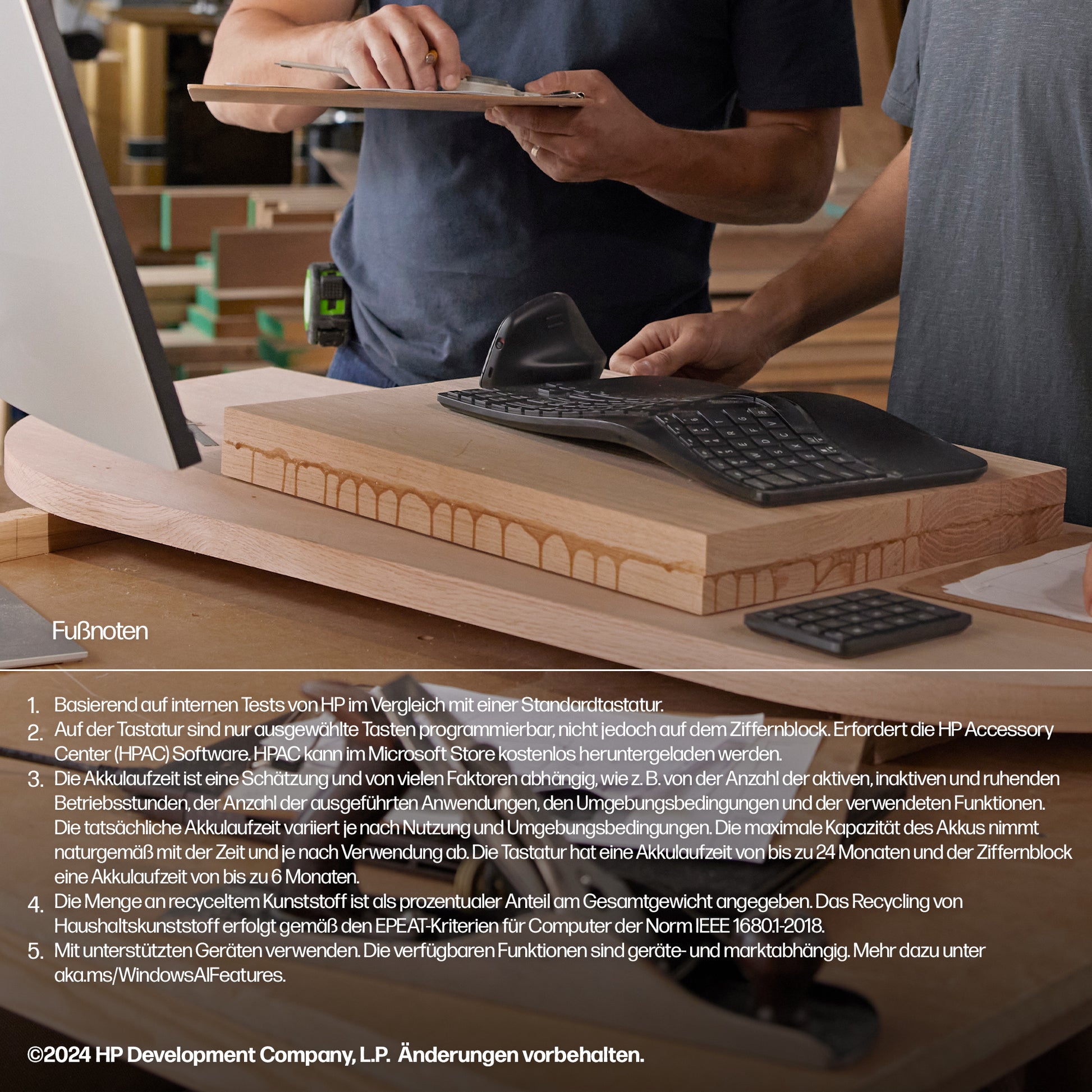 HP 960 Ergonomisch – Ergonomische Tastatur – Membran – Bluetooth & 2,4 GHz (USB-A Empfänger) – Schwarz